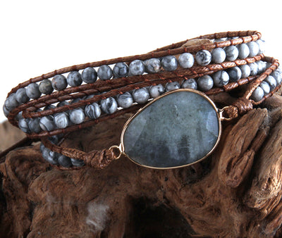 RH Fashion Handma Bohemian Jewelry Boho Bracelet Mixed Natural Stones Charm 5 Strands Wrap Bracelets Gift DropShipping