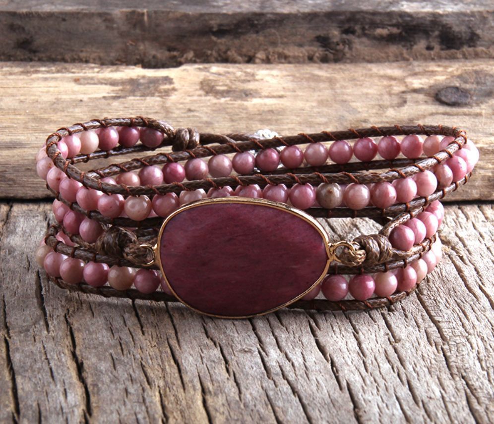 RH Fashion Handma Bohemian Jewelry Boho Bracelet Mixed Natural Stones Charm 5 Strands Wrap Bracelets Gift DropShipping
