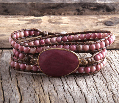 RH Fashion Handma Bohemian Jewelry Boho Bracelet Mixed Natural Stones Charm 5 Strands Wrap Bracelets Gift DropShipping