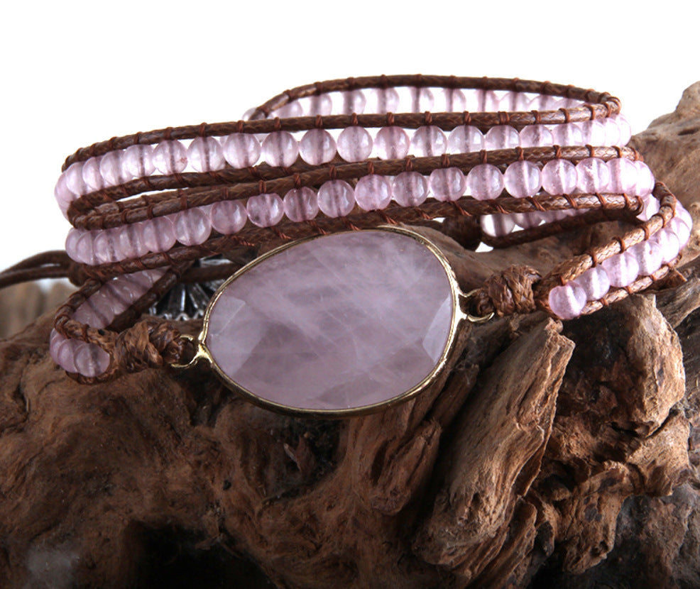 RH Fashion Handma Bohemian Jewelry Boho Bracelet Mixed Natural Stones Charm 5 Strands Wrap Bracelets Gift DropShipping