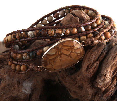 RH Fashion Handma Bohemian Jewelry Boho Bracelet Mixed Natural Stones Charm 5 Strands Wrap Bracelets Gift DropShipping