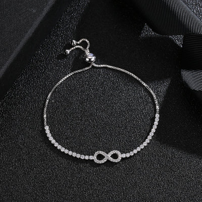 17KM Cubic Zirconia Infinity Bracelets For Women Rose Gold Silver Color Charm Bracelet & Bangle Fashion Geometric Jewelry Gifts