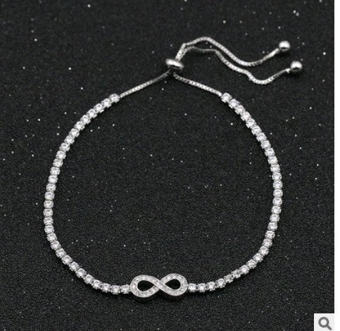 17KM Cubic Zirconia Infinity Bracelets For Women Rose Gold Silver Color Charm Bracelet & Bangle Fashion Geometric Jewelry Gifts