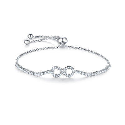 17KM Cubic Zirconia Infinity Bracelets For Women Rose Gold Silver Color Charm Bracelet & Bangle Fashion Geometric Jewelry Gifts